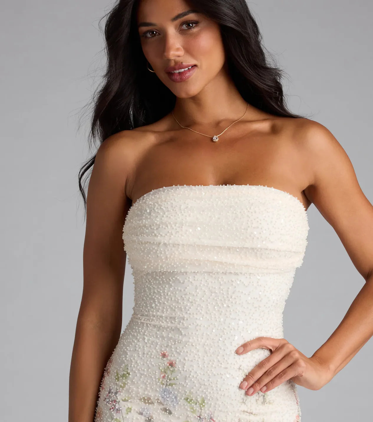 Floral Beaded Mini Dress